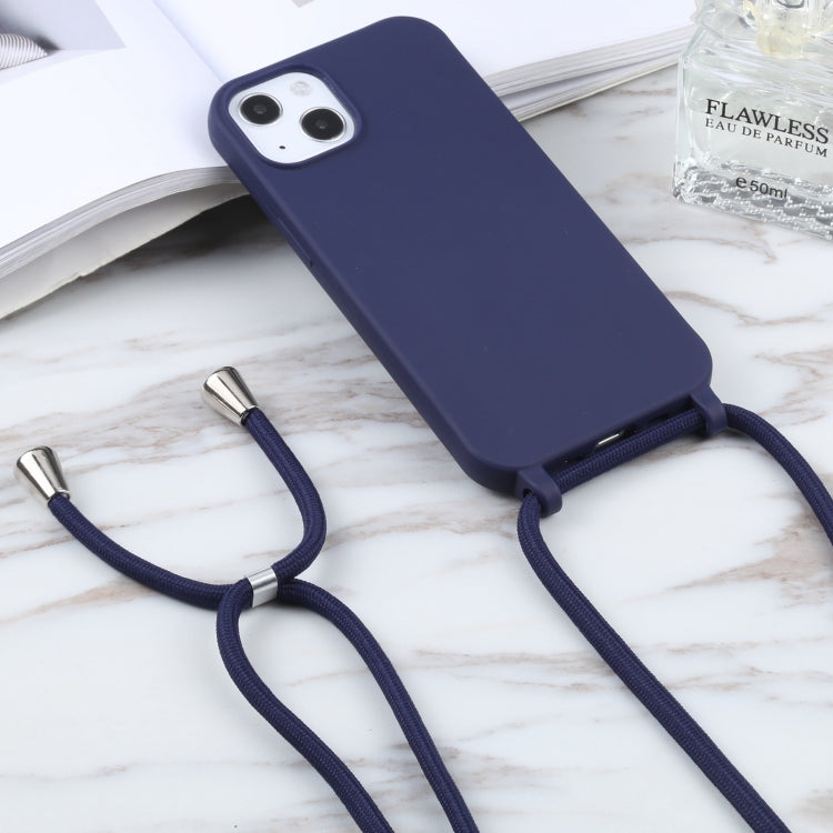 For iPhone 16 Plus Candy Colors TPU Protective Phone Case with Lanyard(Dark Blue) - iPhone 16 Plus Cases by buy2fix | Online Shopping UK | buy2fix