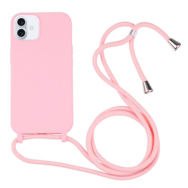 For iPhone 16 Plus Candy Colors TPU Protective Phone Case with Lanyard(Pink) - iPhone 16 Plus Cases by buy2fix | Online Shopping UK | buy2fix