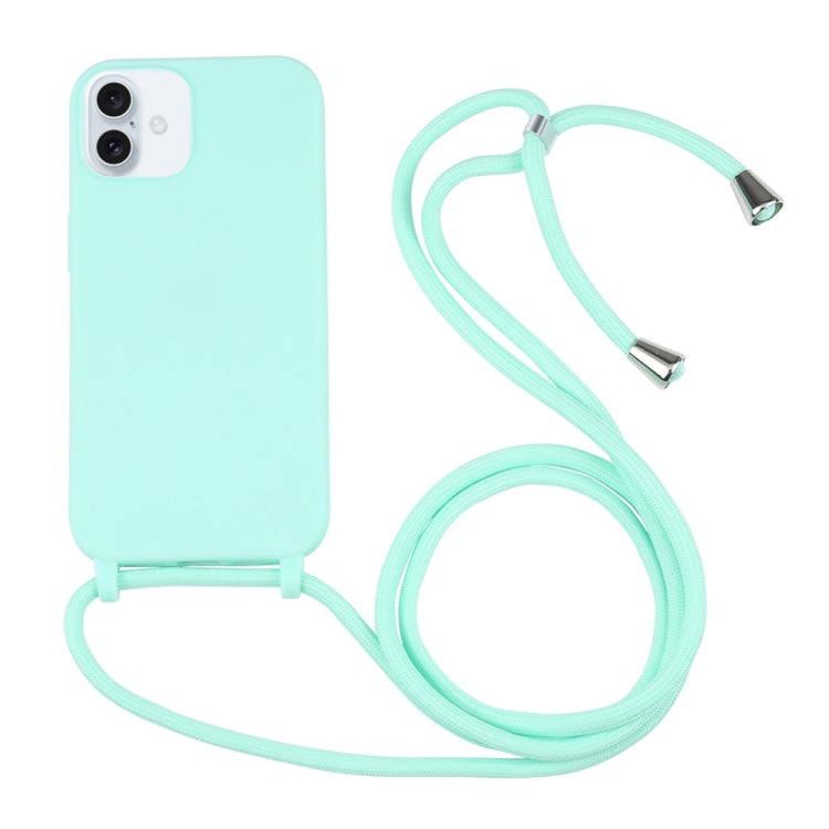 For iPhone 16 Candy Colors TPU Protective Phone Case with Lanyard(Mint Green) - iPhone 16 Cases by buy2fix | Online Shopping UK | buy2fix