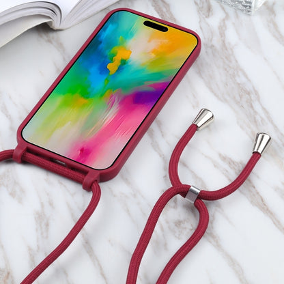 For iPhone 16 Candy Colors TPU Protective Phone Case with Lanyard(Red) - iPhone 16 Cases by buy2fix | Online Shopping UK | buy2fix