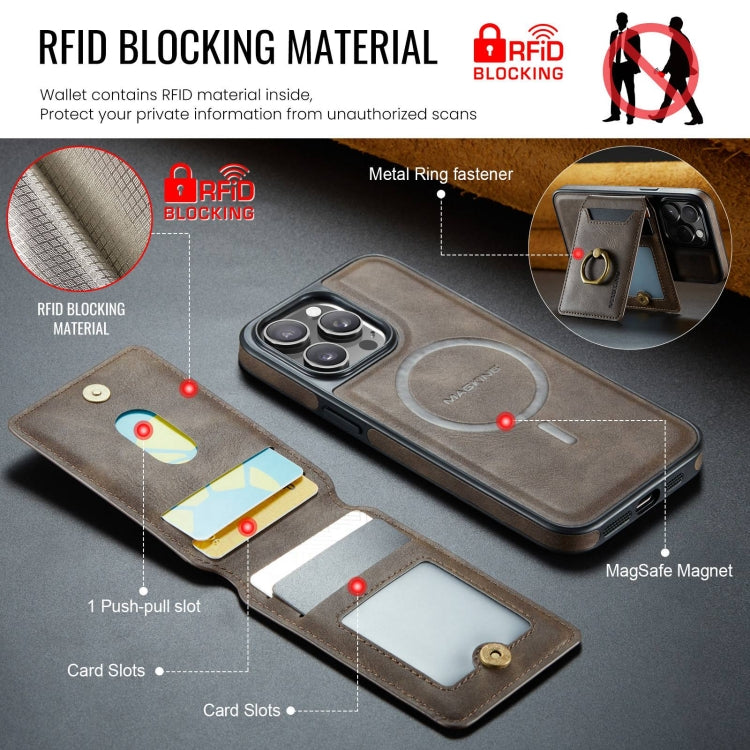 For iPhone 15 DG.MING K1 MagSafe Detachable Wallet RFID Back Cover Phone Case(Coffee) - iPhone 15 Cases by DG.MING | Online Shopping UK | buy2fix