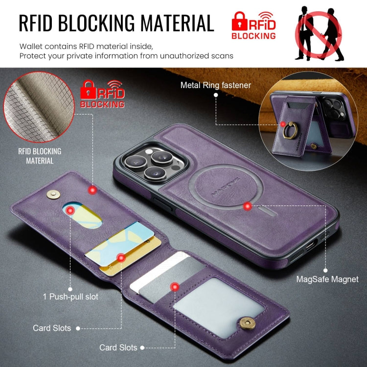 For iPhone 15 DG.MING K1 MagSafe Detachable Wallet RFID Back Cover Phone Case(Purple) - iPhone 15 Cases by DG.MING | Online Shopping UK | buy2fix