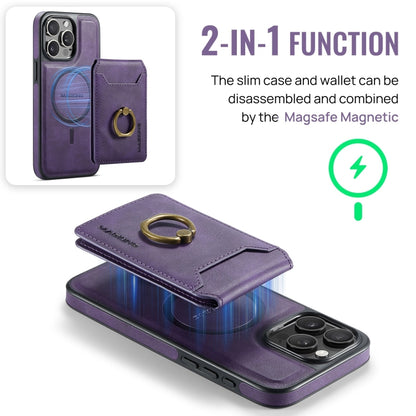 For iPhone 15 DG.MING K1 MagSafe Detachable Wallet RFID Back Cover Phone Case(Purple) - iPhone 15 Cases by DG.MING | Online Shopping UK | buy2fix