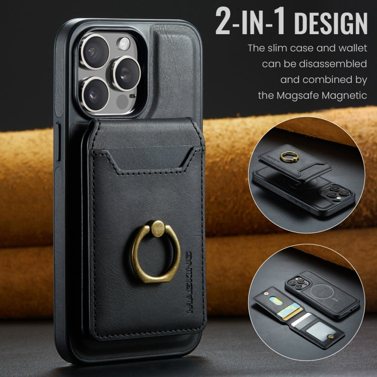 For iPhone 14 DG.MING K1 MagSafe Detachable Wallet RFID Back Cover Phone Case(Black) - iPhone 14 Cases by DG.MING | Online Shopping UK | buy2fix