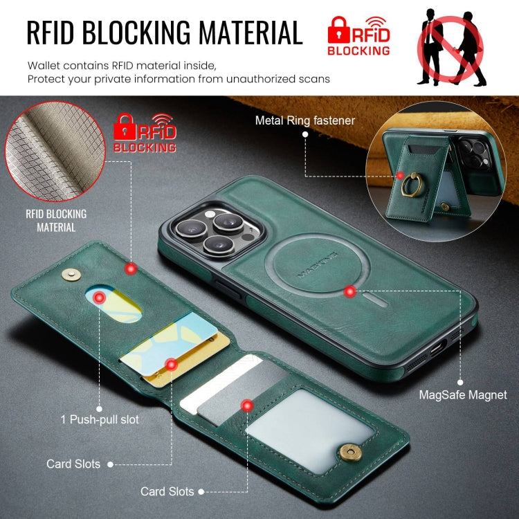 For iPhone 14 Pro Max DG.MING K1 MagSafe Detachable Wallet RFID Back Cover Phone Case(Green) - iPhone 14 Pro Max Cases by DG.MING | Online Shopping UK | buy2fix