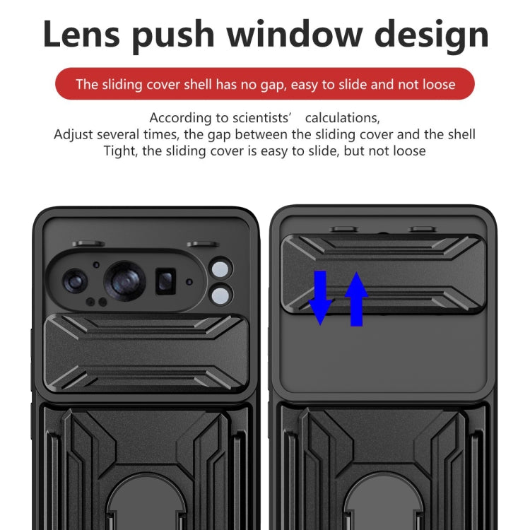 For Google Pixel 9 Pro XL Sliding Camshield TPU+PC Phone Case with Card Slot(Black) - Google Cases by buy2fix | Online Shopping UK | buy2fix