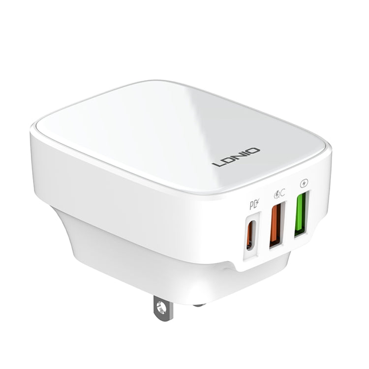 LDNIO Q334 32W Type-C + Dual USB Port Charger with 1m Micro USB Data Cable, Plug Type:US Plug(White) - USB Charger by LDNIO | Online Shopping UK | buy2fix