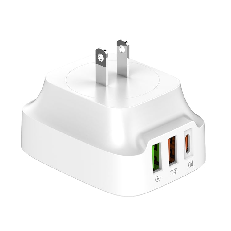 LDNIO Q334 32W Type-C + Dual USB Port Charger with 1m Micro USB Data Cable, Plug Type:US Plug(White) - USB Charger by LDNIO | Online Shopping UK | buy2fix