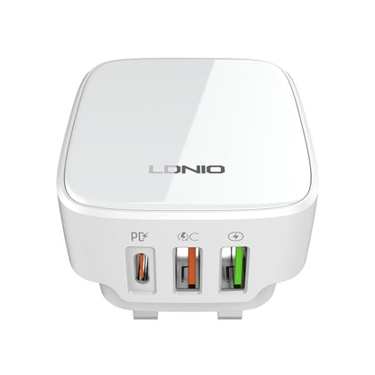 LDNIO Q334 32W Type-C + Dual USB Port Charger with 1m USB-C / Type-C to USB-C / Type-C Data Cable, Plug Type:UK Plug(White) - USB Charger by LDNIO | Online Shopping UK | buy2fix