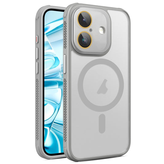 For iPhone 16 Plus Hardware Side Cooling Skin Feel Frosted MagSafe Magnetic Phone Case with Lens Film(Grey) - iPhone 16 Plus Cases by buy2fix | Online Shopping UK | buy2fix