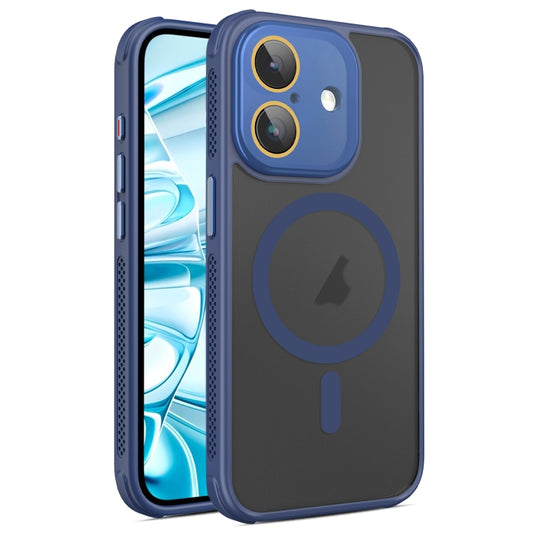 For iPhone 16 Plus Hardware Side Cooling Skin Feel Frosted MagSafe Magnetic Phone Case with Lens Film(Blue) - iPhone 16 Plus Cases by buy2fix | Online Shopping UK | buy2fix