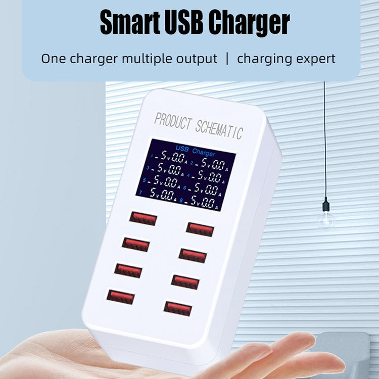 A8B 50W 8 Ports USB Smart Charging Station with Digital Display, Plug:AU Plug - Multifunction Charger by buy2fix | Online Shopping UK | buy2fix