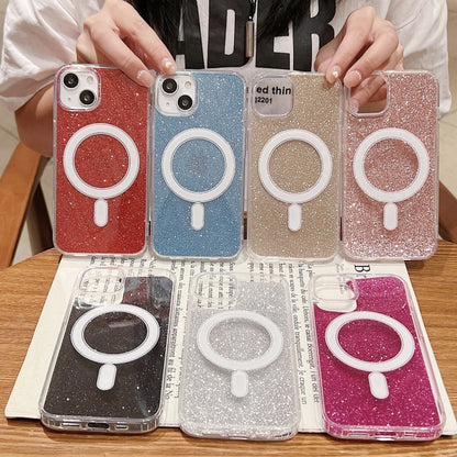 For iPhone 16 Plus Acrylic Transparent Glitter MagSafe Phone Case(Pink) - iPhone 16 Plus Cases by buy2fix | Online Shopping UK | buy2fix