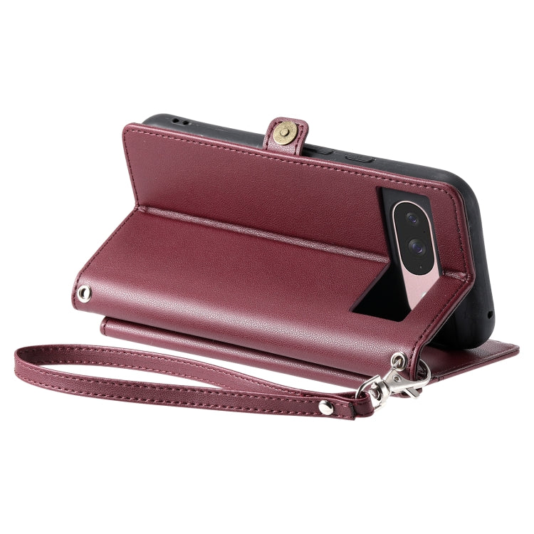 For Google Pixel 9 / 9 Pro Wallet Multi-card Slot Leather Phone Case with Lanyard(Wine Red) - Google Cases by buy2fix | Online Shopping UK | buy2fix