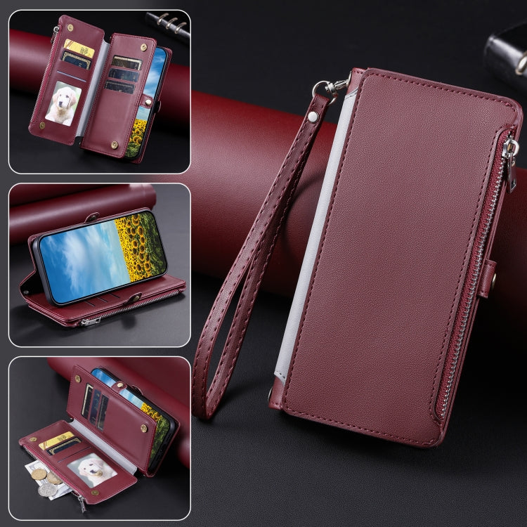 For Google Pixel 9 / 9 Pro Leather Stitching Multi-card Slot Zipper Phone Case(Wine Red) - Google Cases by buy2fix | Online Shopping UK | buy2fix