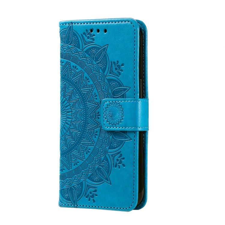 For Google Pixel 9 Pro XL Totem Flower Embossed Leather Phone Case with Lanyard(Blue) - Google Cases by buy2fix | Online Shopping UK | buy2fix