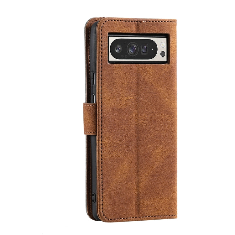 For Google Pixel 9 Pro XL Nail Skin Feel Stitching Calf Texture Leather Phone Case(Brown) - Google Cases by buy2fix | Online Shopping UK | buy2fix