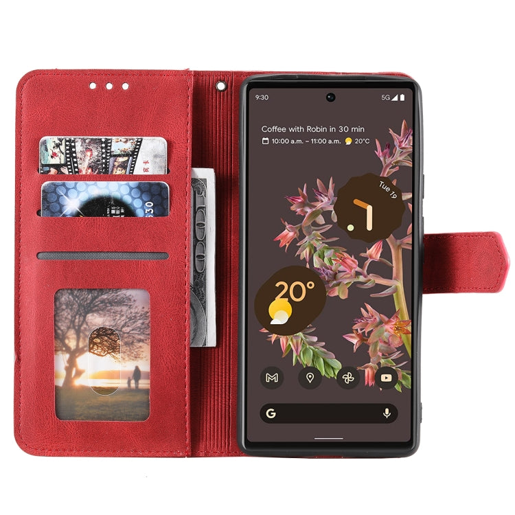 For Google Pixel 9 / 9 Pro Nail Skin Feel Stitching Calf Texture Leather Phone Case(Red) - Google Cases by buy2fix | Online Shopping UK | buy2fix