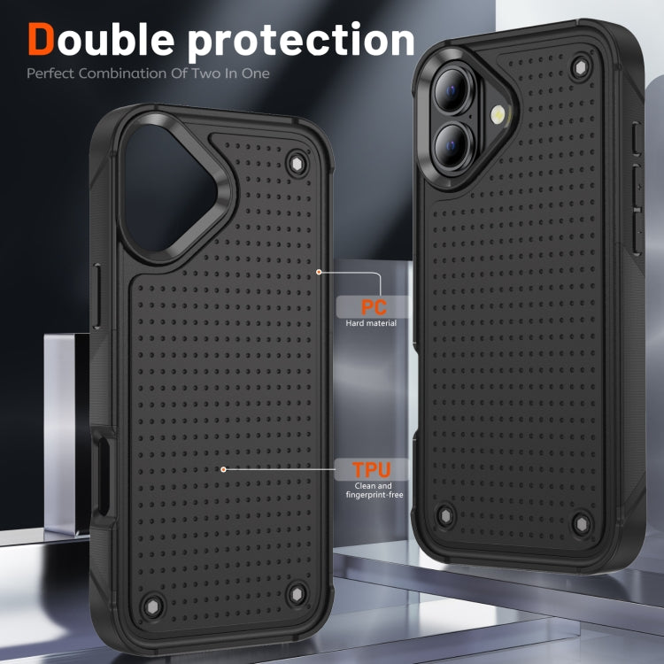 For iPhone 16 Plus PC + TPU Shockproof Protective Phone Case(Black+Black) - iPhone 16 Plus Cases by buy2fix | Online Shopping UK | buy2fix