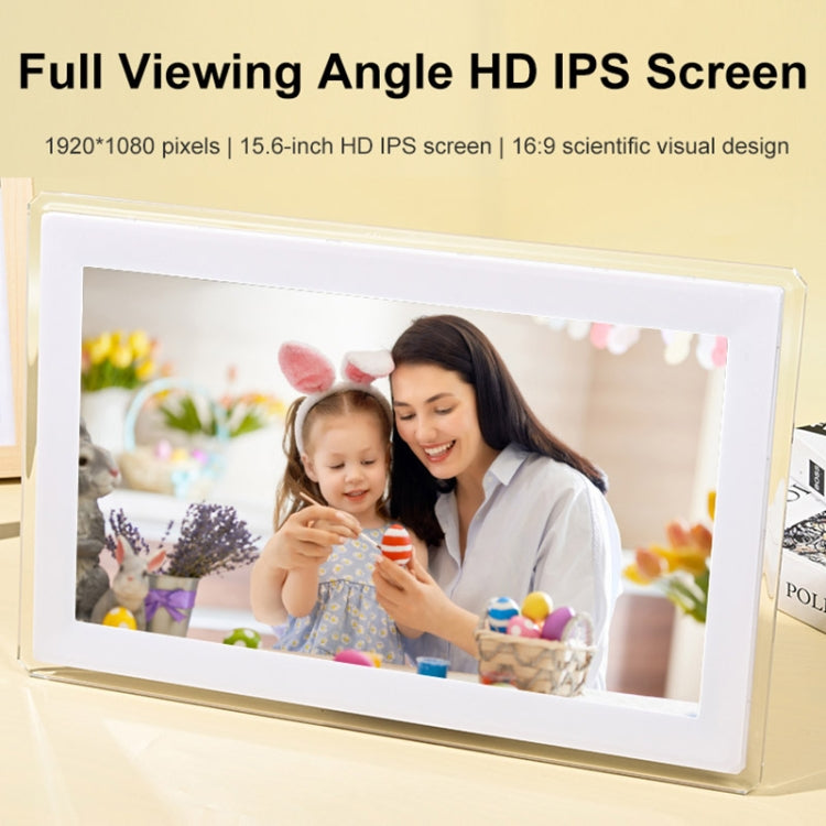 15.6 inch IPS Screen Digital Cloud Photo Frame Wall Mounted LED Advertising Machine, Plug Type:EU Plug(White) - 15 inch Above by buy2fix | Online Shopping UK | buy2fix