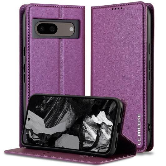 For Google Pixel 8A LC.IMEEKE L1 Series Frosted Fine Texture PU Phone Case(Purple) - Google Cases by LC.IMEEKE | Online Shopping UK | buy2fix