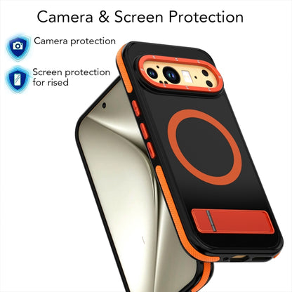 For Google Pixel 9 / 9 Pro Dual-Color Skin Feel Magsafe Phone Case with Holder(Orange) - Google Cases by buy2fix | Online Shopping UK | buy2fix