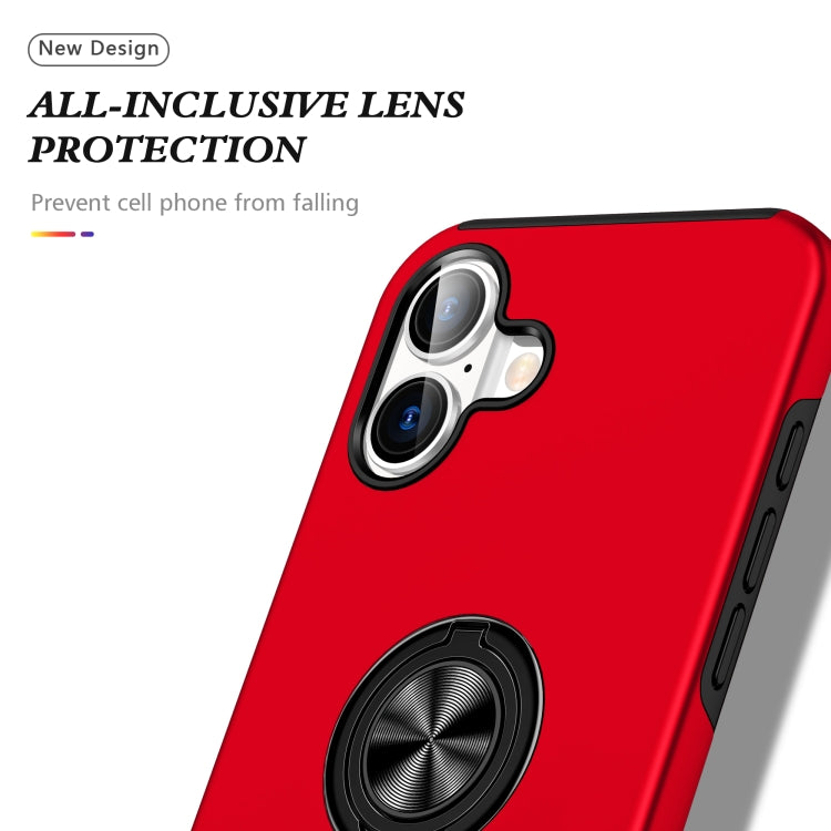 For iPhone 16 Plus PC Hybrid TPU Magnetic Ring Holder Phone Case(Red) - iPhone 16 Plus Cases by buy2fix | Online Shopping UK | buy2fix