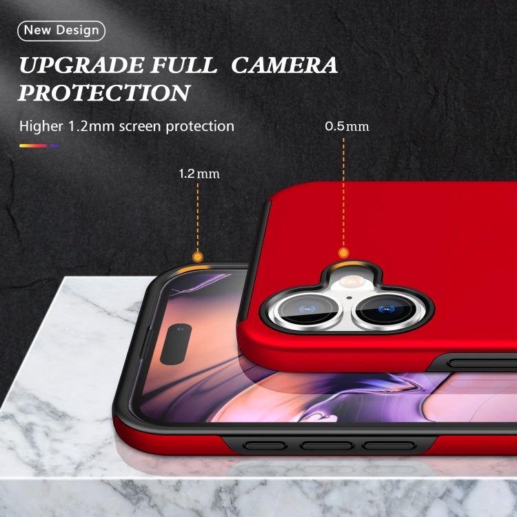 For iPhone 16 PC Hybrid TPU Magnetic Ring Holder Phone Case(Red) - iPhone 16 Cases by buy2fix | Online Shopping UK | buy2fix