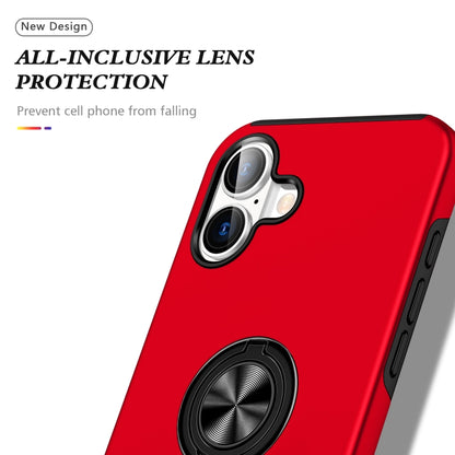 For iPhone 16 PC Hybrid TPU Magnetic Ring Holder Phone Case(Red) - iPhone 16 Cases by buy2fix | Online Shopping UK | buy2fix