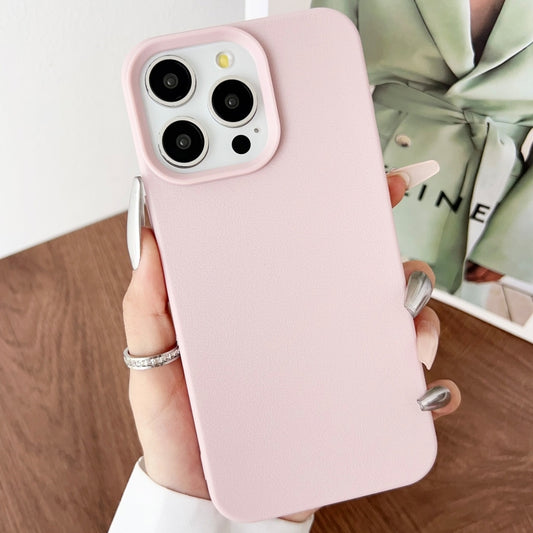 For iPhone 16 Pro Max Leather Texture TPU Full Coverage Phone Case(Pink) - iPhone 16 Pro Max Cases by buy2fix | Online Shopping UK | buy2fix