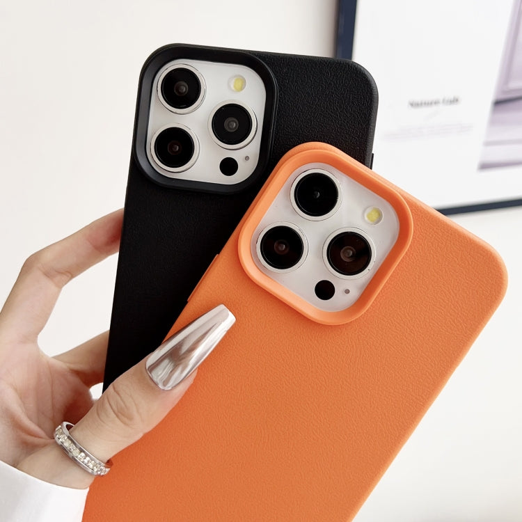 For iPhone 16 Leather Texture TPU Full Coverage Phone Case(Orange) - iPhone 16 Cases by buy2fix | Online Shopping UK | buy2fix