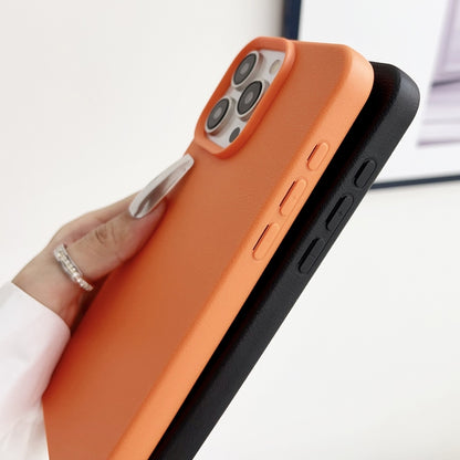 For iPhone 16 Pro Leather Texture TPU Full Coverage Phone Case(Orange) - iPhone 16 Pro Cases by buy2fix | Online Shopping UK | buy2fix