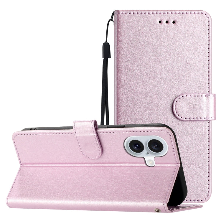 For iPhone 16 Plus Silk Texture Horizontal Flip Leather Phone Case(Rose Pink) - iPhone 16 Plus Cases by buy2fix | Online Shopping UK | buy2fix