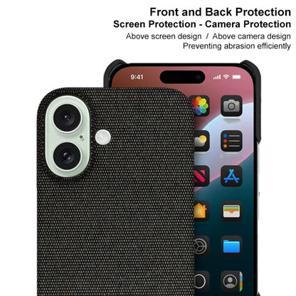 For iPhone 16 imak Ruiyi Series Cloth Texture PU + PC Phone Case(Black) - iPhone 16 Cases by imak | Online Shopping UK | buy2fix