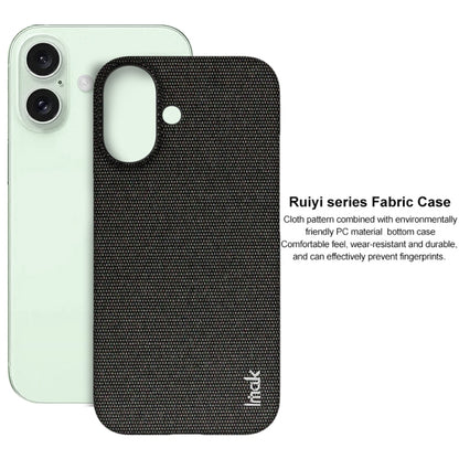 For iPhone 16 imak Ruiyi Series Cloth Texture PU + PC Phone Case(Black) - iPhone 16 Cases by imak | Online Shopping UK | buy2fix