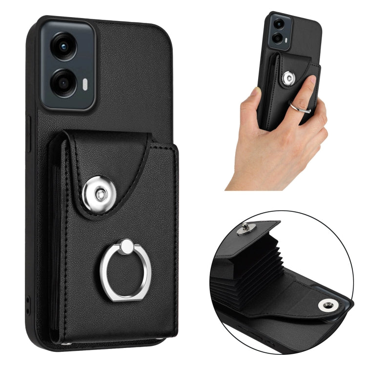 For Motorola Moto G 5G 2024 Organ Card Bag Ring Holder Phone Case(Black) - Motorola Cases by buy2fix | Online Shopping UK | buy2fix