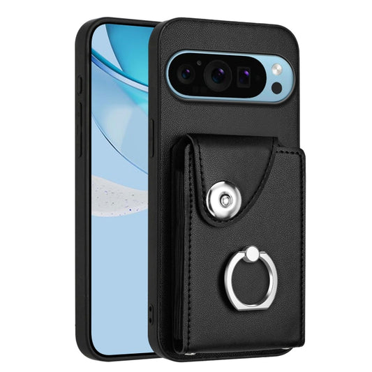 For Google Pixel 9 Pro XL Organ Card Bag Ring Holder Phone Case(Black) - Google Cases by buy2fix | Online Shopping UK | buy2fix