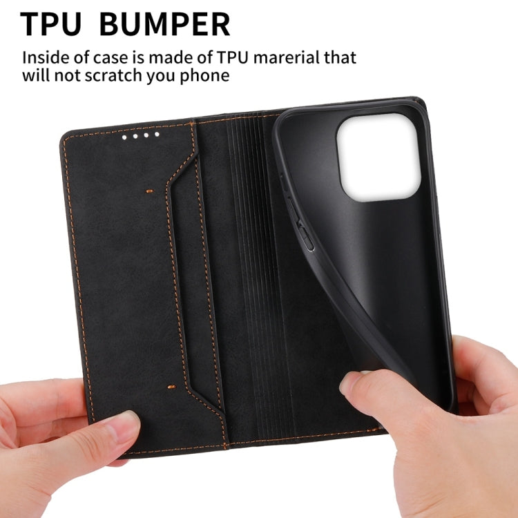 For iPhone 16 Pro Business Solid Color Magnetic RFID Leather Phone Case(Black) - iPhone 16 Pro Cases by buy2fix | Online Shopping UK | buy2fix