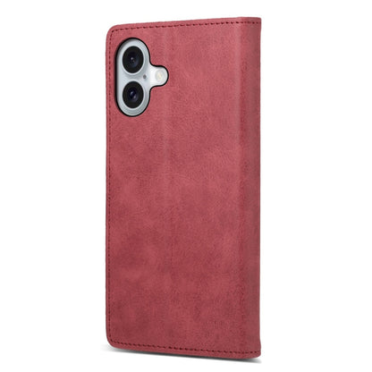 For iPhone 16 Business Solid Color Magnetic RFID Leather Phone Case(Red) - iPhone 16 Cases by buy2fix | Online Shopping UK | buy2fix