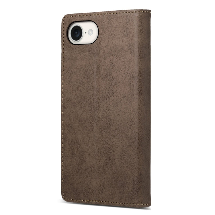 For iPhone SE 2024 Business Solid Color Magnetic RFID Leather Phone Case(Brown) - More iPhone Cases by buy2fix | Online Shopping UK | buy2fix