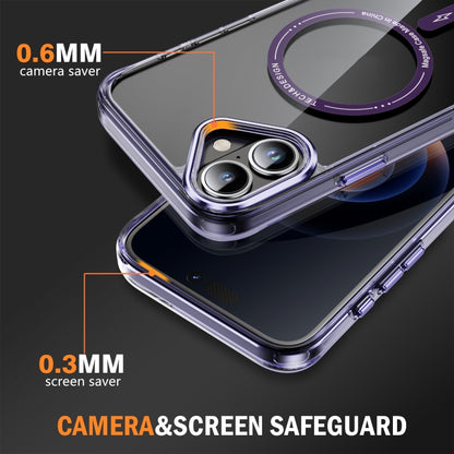 For iPhone 16 Plus Airbag Magsafe PC Hybrid TPU Phone Case(Clear Purple) - iPhone 16 Plus Cases by buy2fix | Online Shopping UK | buy2fix