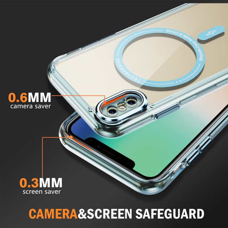 For iPhone XS Max Airbag Magsafe PC Hybrid TPU Phone Case(Clear Blue) - More iPhone Cases by buy2fix | Online Shopping UK | buy2fix