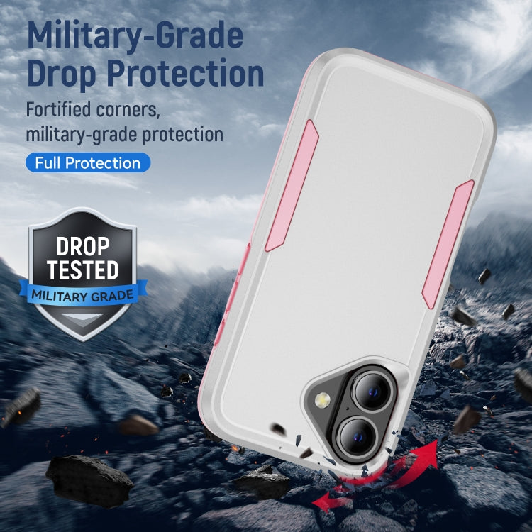 For iPhone 16 Plus Pioneer Armor Heavy Duty PC + TPU Phone Case(White+Pink) - iPhone 16 Plus Cases by buy2fix | Online Shopping UK | buy2fix