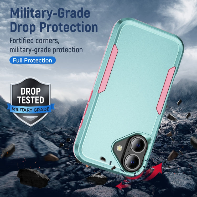 For iPhone 16 Plus Pioneer Armor Heavy Duty PC + TPU Phone Case(Green+Pink) - iPhone 16 Plus Cases by buy2fix | Online Shopping UK | buy2fix