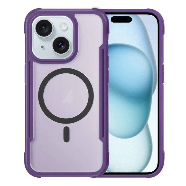 For iPhone 15 Skin Feel Frosted MagSafe Magnetic PC Hybrid TPU Phone Case(Purple) - iPhone 15 Cases by buy2fix | Online Shopping UK | buy2fix