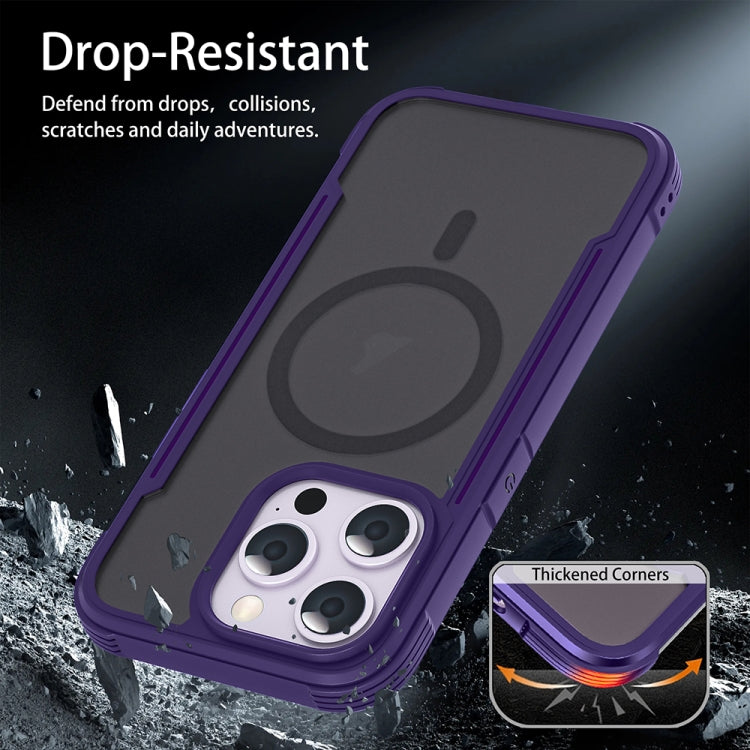 For iPhone 15 Skin Feel Frosted MagSafe Magnetic PC Hybrid TPU Phone Case(Purple) - iPhone 15 Cases by buy2fix | Online Shopping UK | buy2fix