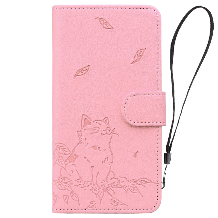 For Google Pixel 9 / 9 Pro Cute Cat Embossed Leather Phone Case(Pink) - Google Cases by buy2fix | Online Shopping UK | buy2fix