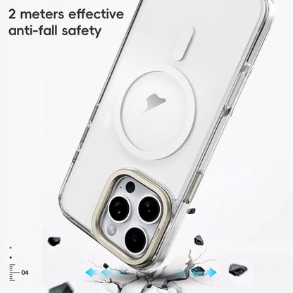 For iPhone 16 Pro Max Mirror Crystal Clear Lens Holder MagSafe Magnetic Phone Case(Transparent Titanium Blue) - iPhone 16 Pro Max Cases by buy2fix | Online Shopping UK | buy2fix