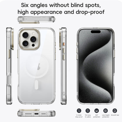 For iPhone 16 Plus Frosted Crystal Clear Lens Holder MagSafe Magnetic Phone Case(Transparent Grey) - iPhone 16 Plus Cases by buy2fix | Online Shopping UK | buy2fix