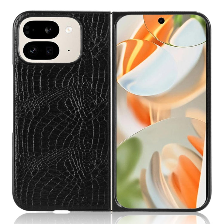 For Google Pixel 9 Pro Fold Crocodile Texture Back Cover Phone Case(Black) - Google Cases by buy2fix | Online Shopping UK | buy2fix